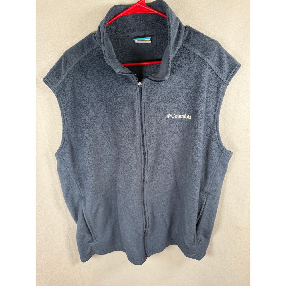 Columbia Vest Mens XXL Navy Blue Full Zip Outdoor Fleece GUC